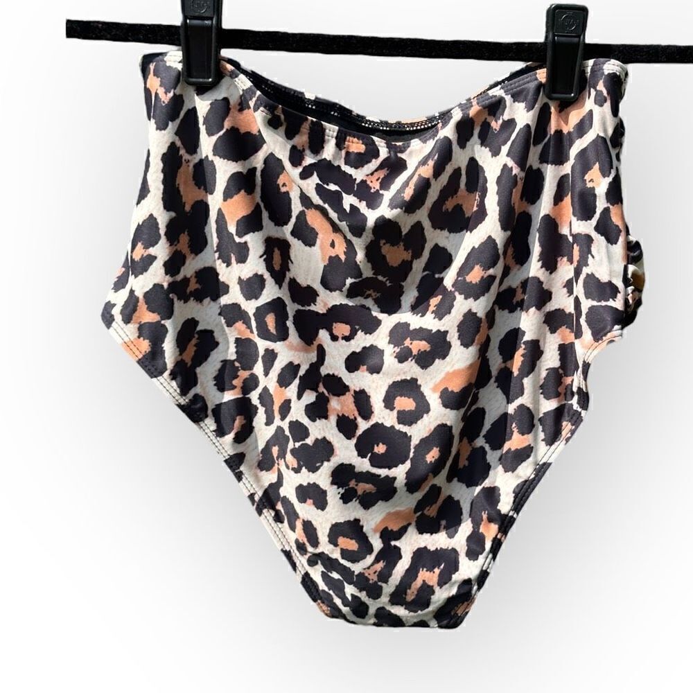 NWOT black/cheetah print 2 piece swimsuit women’s size large - Picture 10 of 14